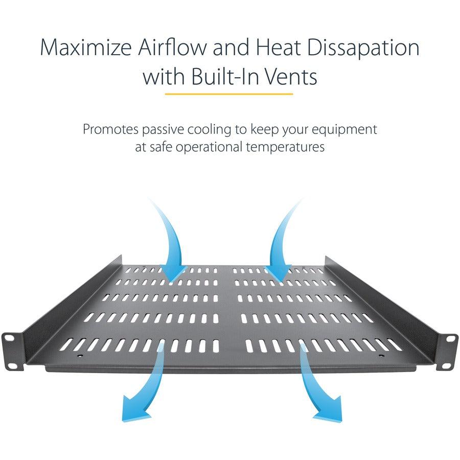 Startech.Com 1U Server Rack Shelf - Universal Vented Rack Mount Cantilever Tray For 19" Network Shelf-1U-20-Fixed-V
