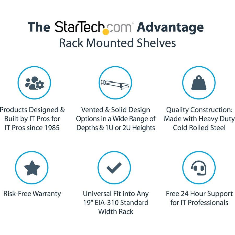 Startech.Com 1U Server Rack Shelf - Universal Vented Rack Mount Cantilever Tray For 19" Network Shelf-1U-20-Fixed-V
