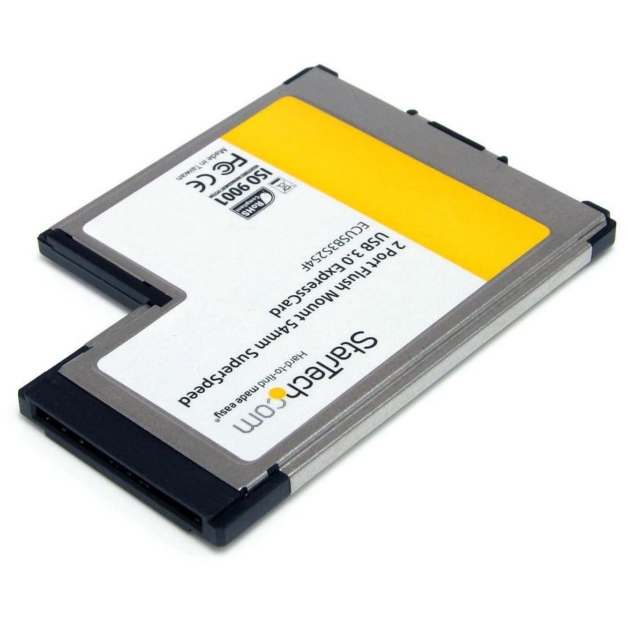 Startech.Com 2 Port Flush Mount Expresscard 54Mm Superspeed Usb 3.0 Card Adapter With Uasp Support