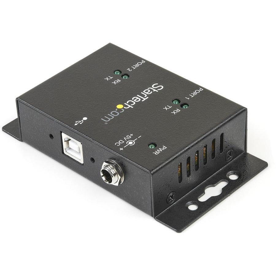 Startech.Com 2 Port Industrial Wall Mountable Usb To Serial Adapter Hub With Din Rail Clips