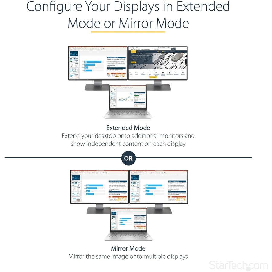 Startech.Com 2-Port Multi Monitor Adapter - Mini Displayport To 2X Displayport Mst Hub - Dual 4K