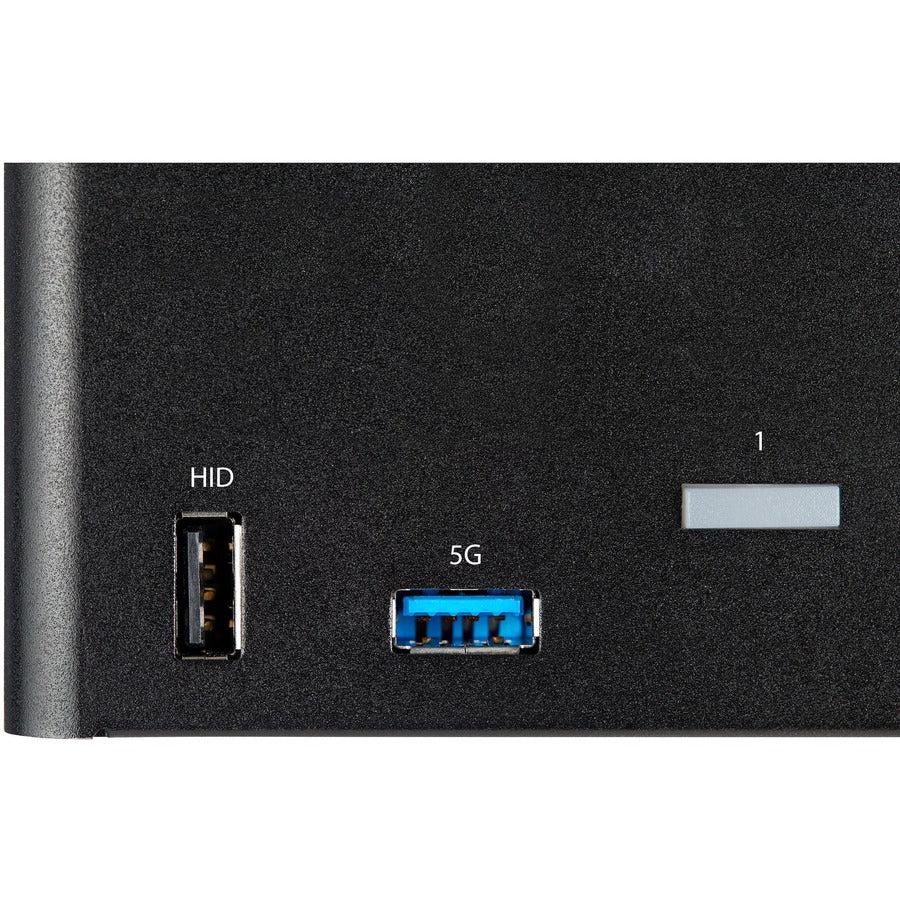 Startech.Com 2 Port Triple Monitor Displayport Kvm Switch - 4K 60Hz Uhd Hdr - Desktop Dp 1.2 Kvm With 2 Port Usb 3.0 Hub (5Gbps) & 4X Usb 2.0 Hid Ports, Audio - Hotkey Switching - Taa
