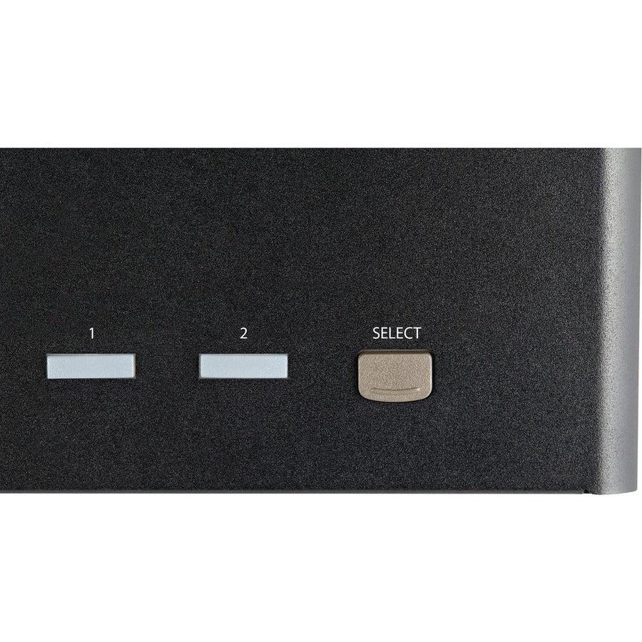 Startech.Com 2 Port Triple Monitor Displayport Kvm Switch - 4K 60Hz Uhd Hdr - Desktop Dp 1.2 Kvm With 2 Port Usb 3.0 Hub (5Gbps) & 4X Usb 2.0 Hid Ports, Audio - Hotkey Switching - Taa