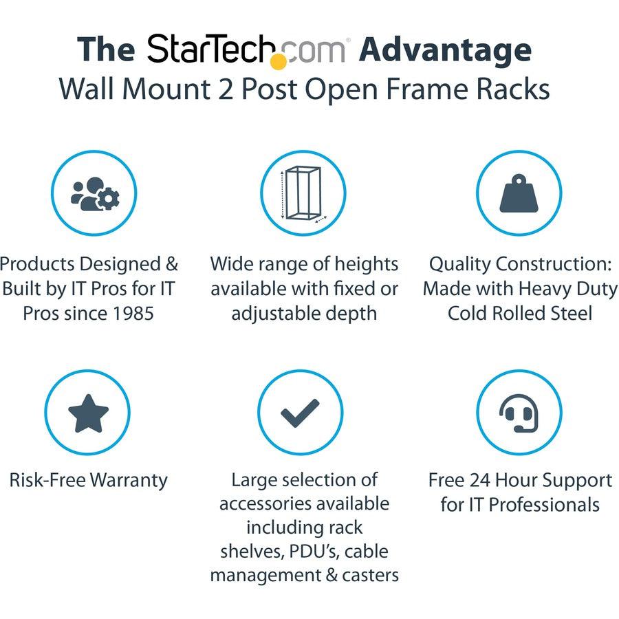 Startech.Com 21U 19" Wall Mount Network Rack - Adjustable Depth 12-20" 2 Post Open Frame Server Room Rack For Av/Data/ It Communication/Computer Equipment/Switch W/Cage Nuts & Screws