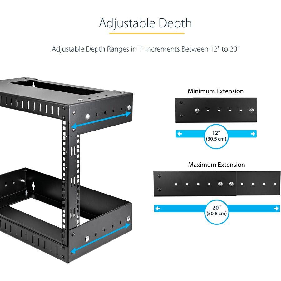 Startech.Com 24U 19" Wall Mount Network Rack - Adjustable Depth 12-20" 2 Post Open Frame Server Room