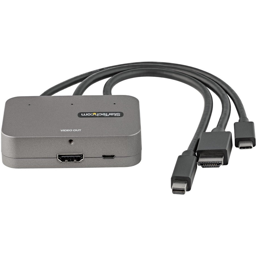 Startech.Com 3-In-1 Multiport To Hdmi Adapter - 4K 60Hz Usb-C, Hdmi Or Mini Displayport To Hdmi