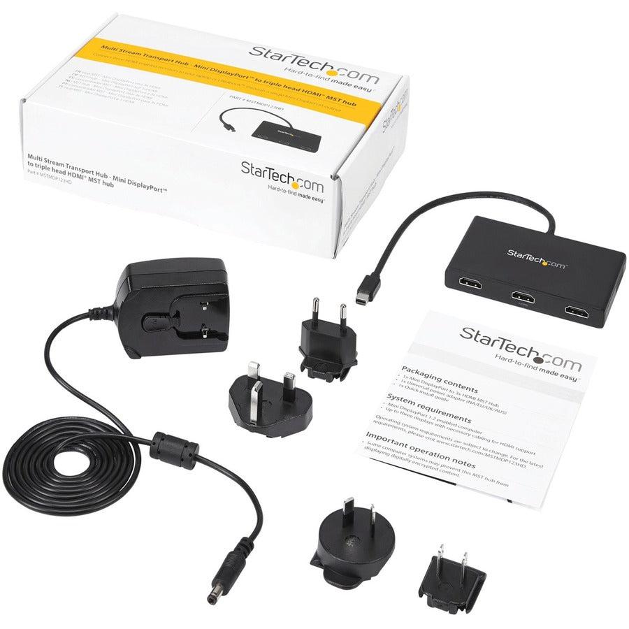 Startech.Com 3-Port Multi Monitor Adapter - Mini Displayport To Hdmi Mst Hub - Triple 1080P Or