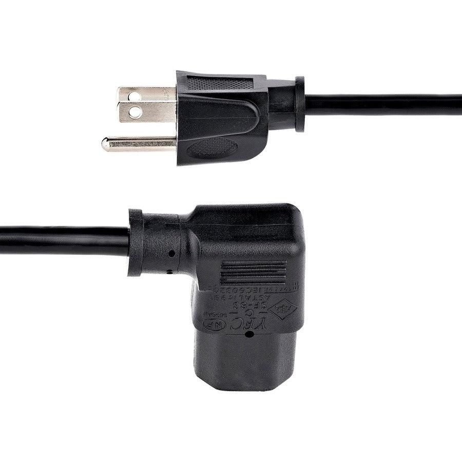 Startech.Com 3Ft (1M) Computer Power Cord, Nema 5-15P To Right Angle C13, 10A 125V, 18Awg, Black