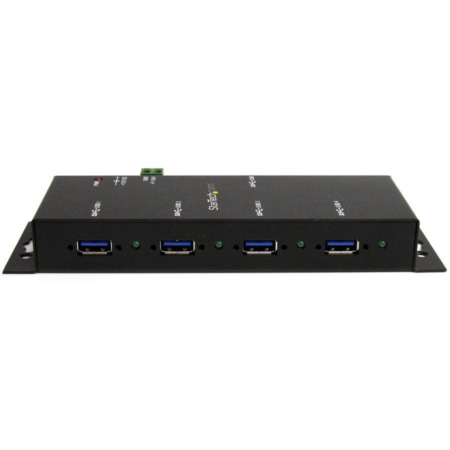 Startech.Com 4-Port Usb 3.0 Hub - Metal Industrial Usb-A Hub - Din Rail, Wall Or Desk Mountable Usb Data Hub - Taa Compliant Usb Expander Hub