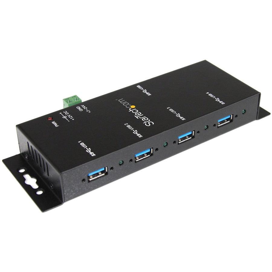 Startech.Com 4-Port Usb 3.0 Hub - Metal Industrial Usb-A Hub - Din Rail, Wall Or Desk Mountable Usb Data Hub - Taa Compliant Usb Expander Hub