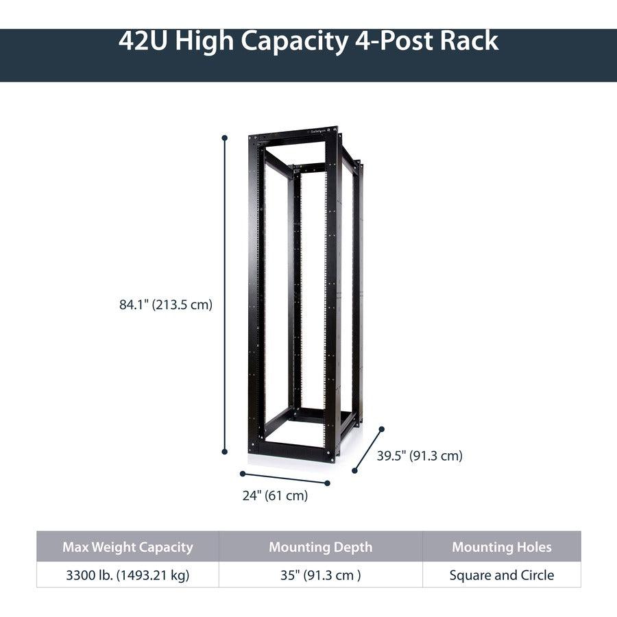 Startech.Com 45U 3300Lb High Capacity 4 Post Open Server Equipment Rack - Flat Pack