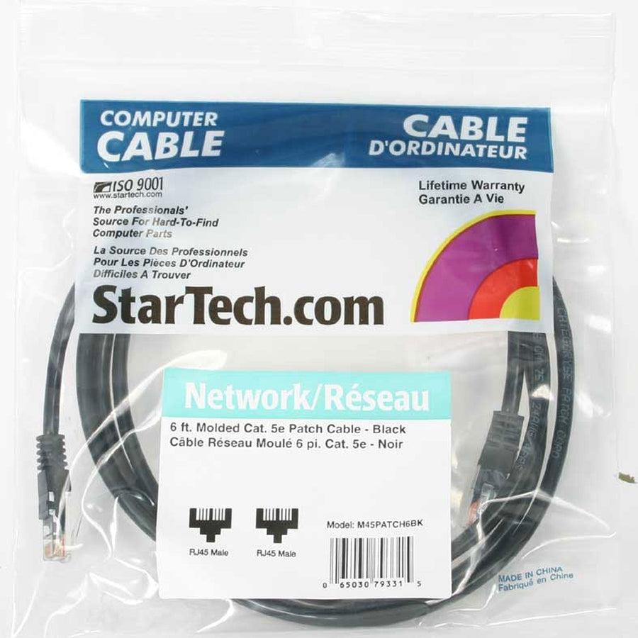 Startech.Com 6 Ft Cat5E Black Molded Rj45 Utp Cat 5E Patch Cable - 6Ft Patch Cord