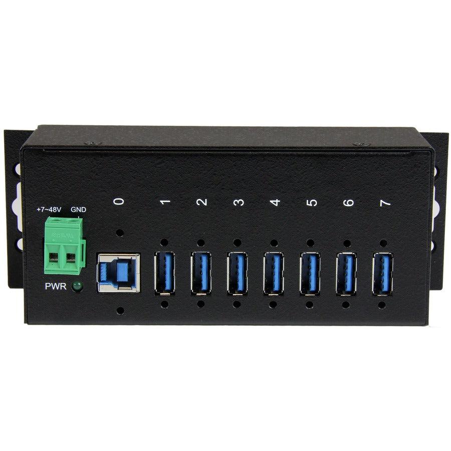 Startech.Com 7-Port Usb 3.0 Hub - Metal Industrial Usb-A Hub With Esd Protection & 350W Surge Protection - Din Rail, Wall Or Desk Mountable - Taa Compliant Usb Expander Hub
