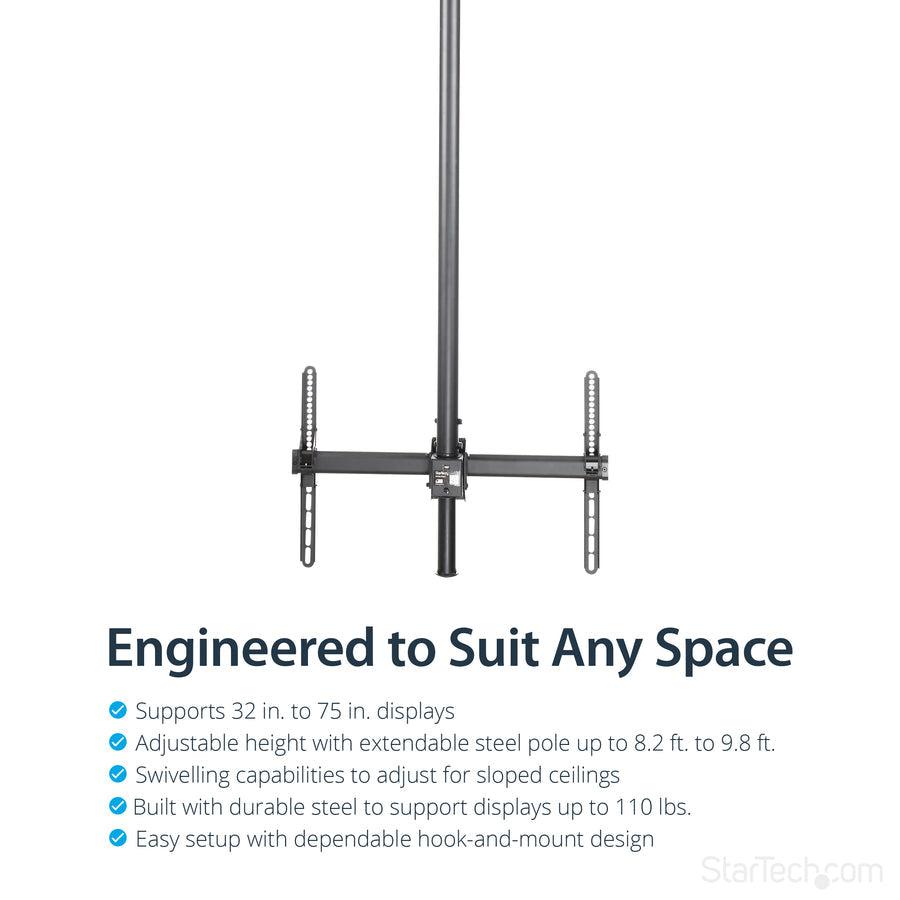 Startech.Com Ceiling Tv Mount - 8.2' To 9.8' Long Pole