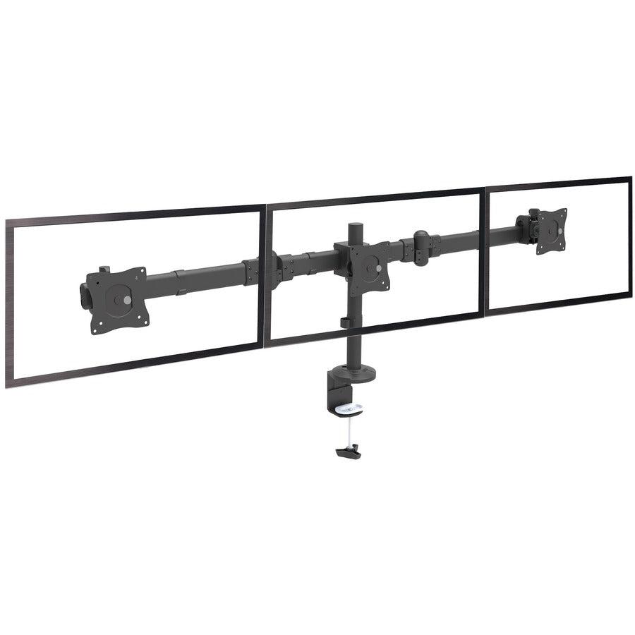Startech.Com Desk Mount Triple Monitor Arm - Ergonomic Vesa 3 Monitor Mount Up To 27" - Articulating & Height Adjustable Pole Mount - Tilt/Swivel/Rotate Lcd/Led Screen - Desk Clamp/Grommet