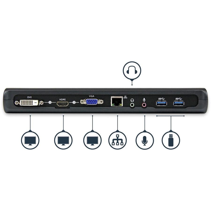 Startech.Com Dual-Monitor Usb 3.0 Docking Station With Hdmi & Dvi/Vga