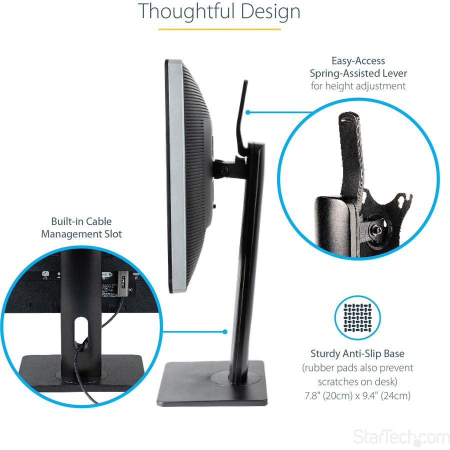 Startech.Com Free Standing Single Monitor Mount - Height Adjustable Monitor Stand - For Vesa Mount Displays Up To 32" (15Lb/7Kg) - Ergonomic Monitor Stand For Desk - Tilt/Swivel/Rotate