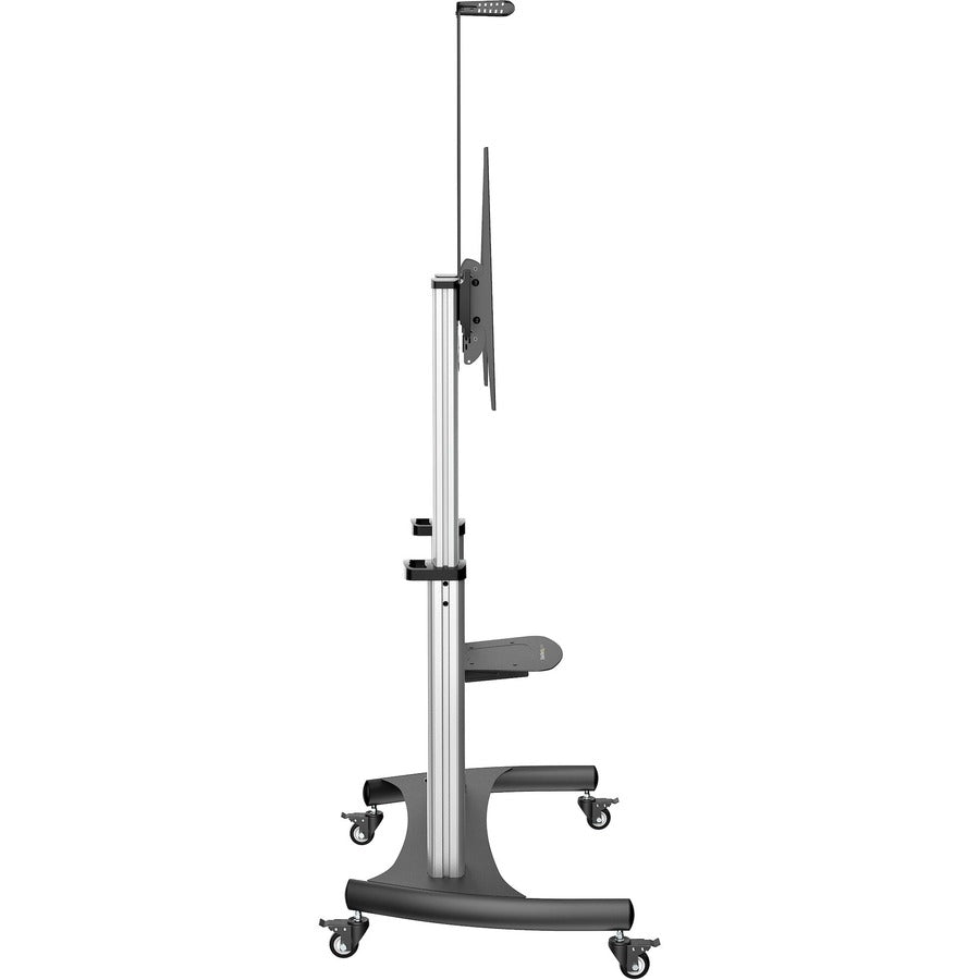 Startech.Com Mobile Tv Stand - Heavy Duty Tv Cart For 60-100" Display (100Kg/220Lb) - Height Adjustable Rolling Flat Screen Floor Standing On Wheels - Universal Television Mount W/Shelves