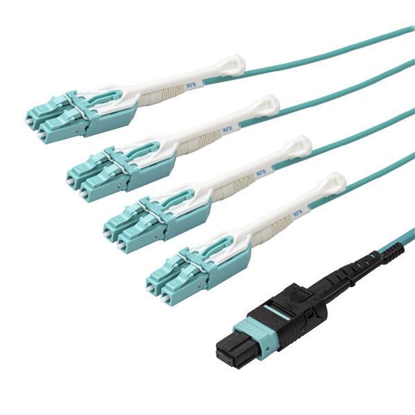 Startech.Com Mpo/Mtp To Lc Breakout Cable - Plenum-Rated - Om3, 40Gb - Push/Pull-Tab - 10 M (30 Ft.)