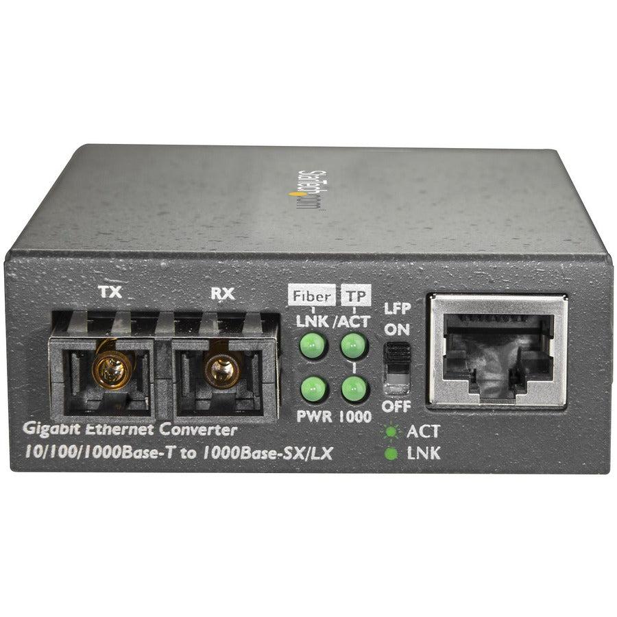 Startech.Com Multimode (Mm) Sc Fiber Media Converter For 10/100/1000 Network - 550M Range - Gigabit Ethernet - 850Nm - Full Duplex