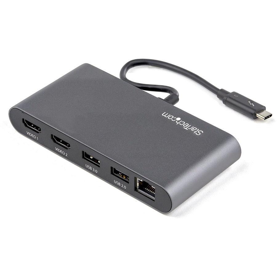 Startech.Com Thunderbolt 3 Mini Dock - Portable Dual Monitor W/Hdmi 4K 60Hz - 2X Usb-A Hub (3.2/2.0), Gbe - 28Cm Cable - Tb3 Multiport Adapter - Mac/Windows - Upgraded Version Of Tb3Dkm2Hd