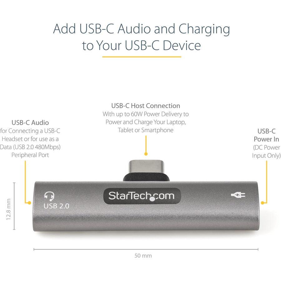 Startech.Com Usb C Audio & Charge Adapter - Usb-C Audio Adapter W/ Usb-C Audio Headphone/Headset