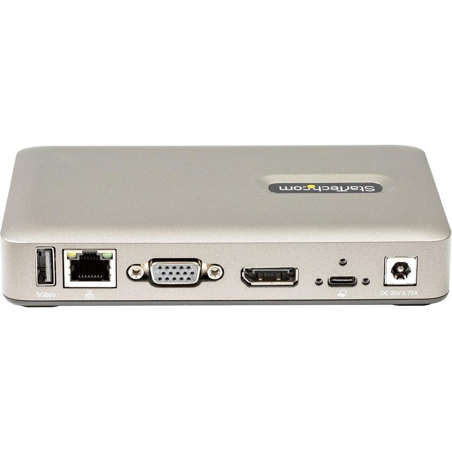 Startech.Com Usb C Dock - Usb-C To Displayport 4K 30Hz Or Vga - 65W Power Delivery Pass-Through Charging - 4-Port Usb 3.1 Gen 1 Hub - Universal Usb-C Laptop Docking Station With Ethernet