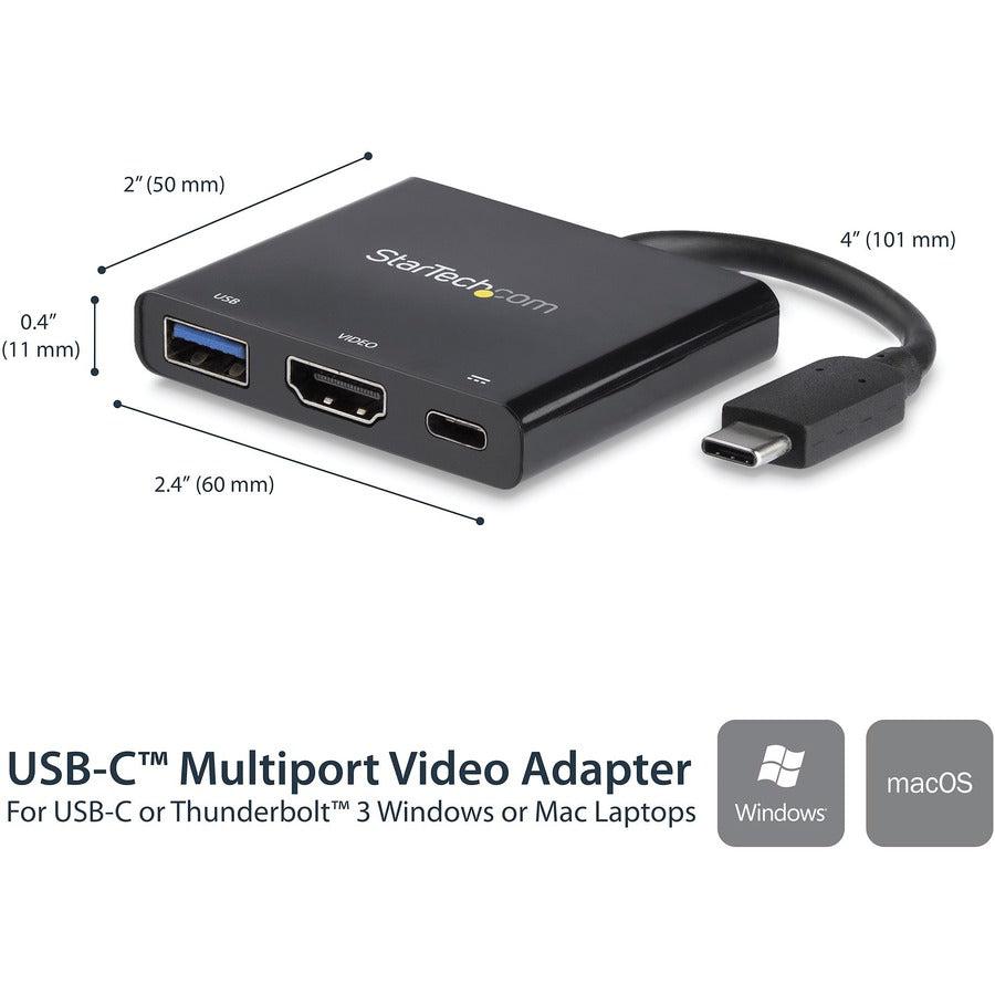 Startech.Com Usb-C Multiport Adapter With Hdmi - Usb 3.0 Port - 60W Pd - Black