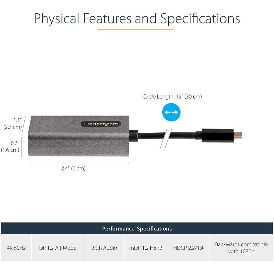 Startech.Com Usb C To Mini Displayport Adapter - 4K 60Hz Usb-C To Mdp Adapter Dongle - Usb Type-C To