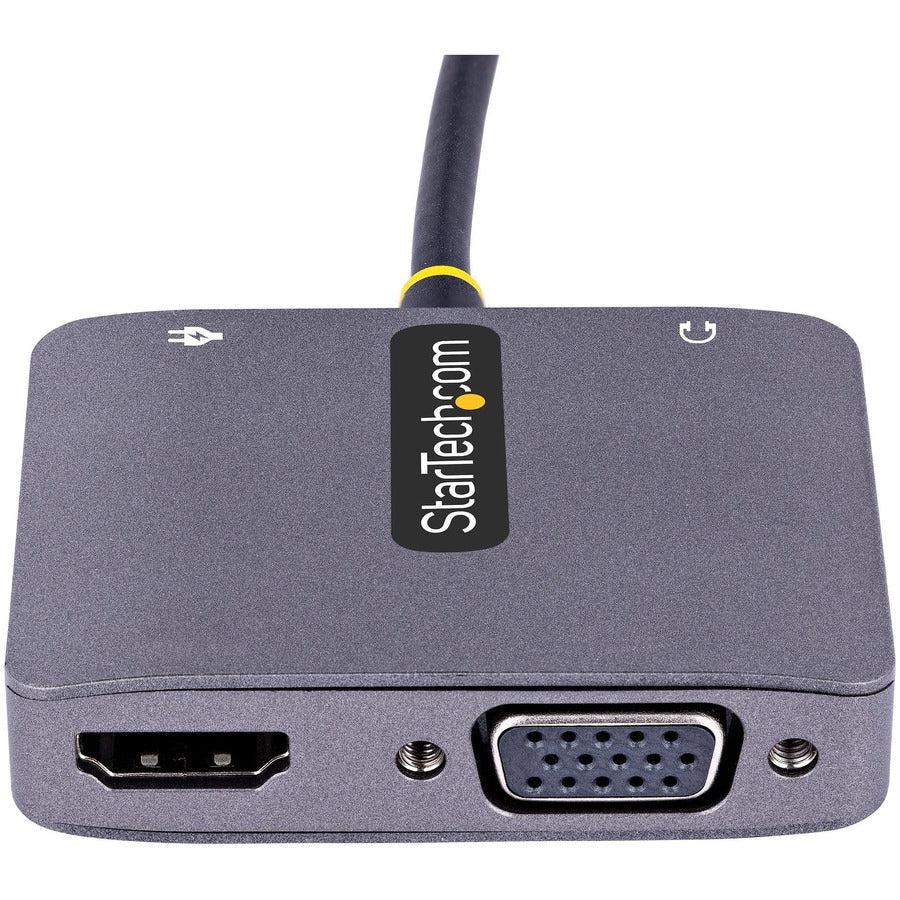 Startech.Com Usb C Video Adapter, Usb C To Hdmi Vga Multiport Adapter W/ 3.5Mm Audio Output, 4K 60Hz Hdr, 100W Pd 3.0, Thunderbolt 3/4 Compatible - Usb C Display Travel Adapter