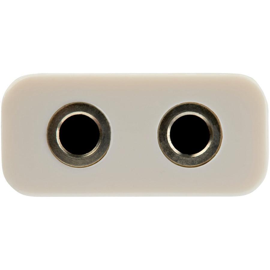 Startech.Com White Headset Adapter For Headsets With Separate Headphone / Microphone Plugs - 3.5Mm 4 Position To 2X 3 Position 3.5Mm M/F