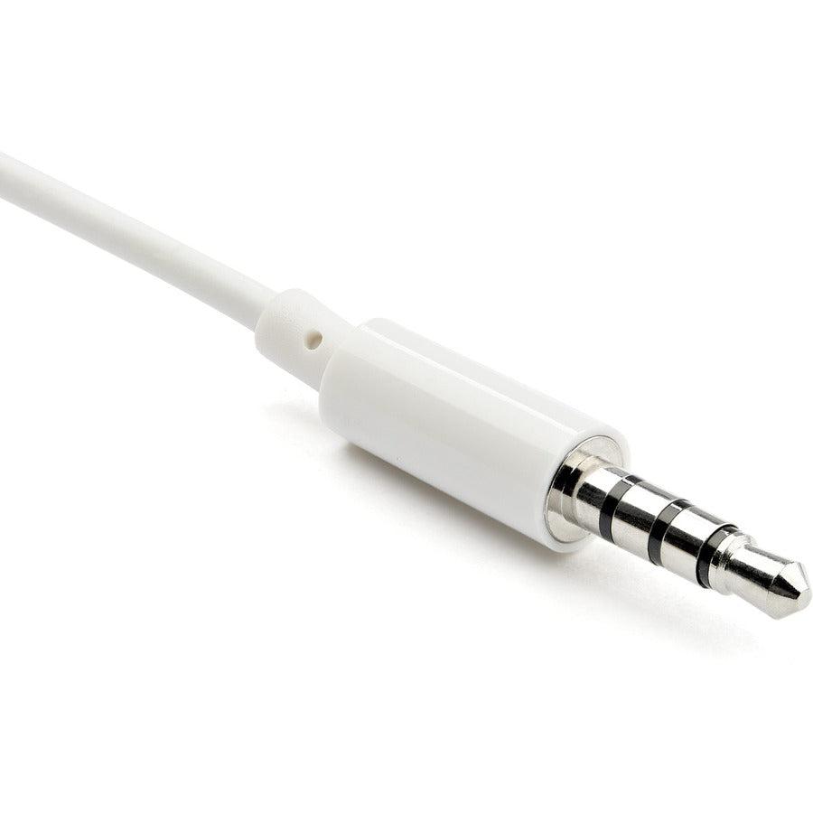 Startech.Com White Headset Adapter For Headsets With Separate Headphone / Microphone Plugs - 3.5Mm 4 Position To 2X 3 Position 3.5Mm M/F