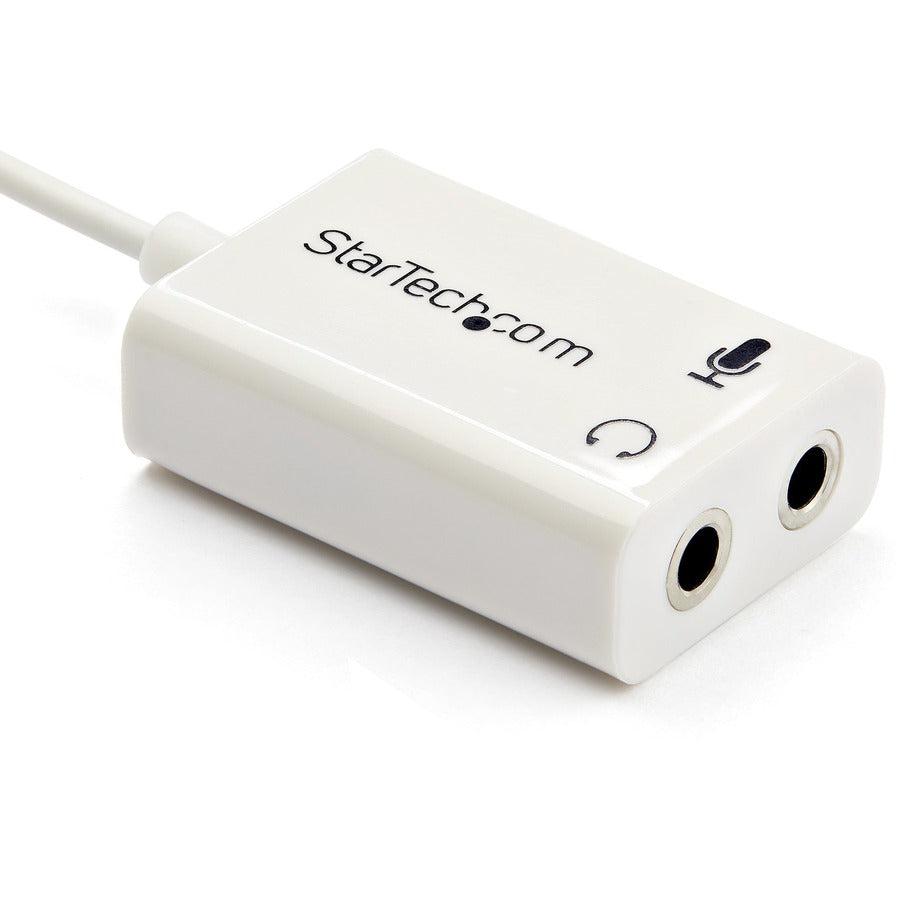Startech.Com White Headset Adapter For Headsets With Separate Headphone / Microphone Plugs - 3.5Mm 4 Position To 2X 3 Position 3.5Mm M/F