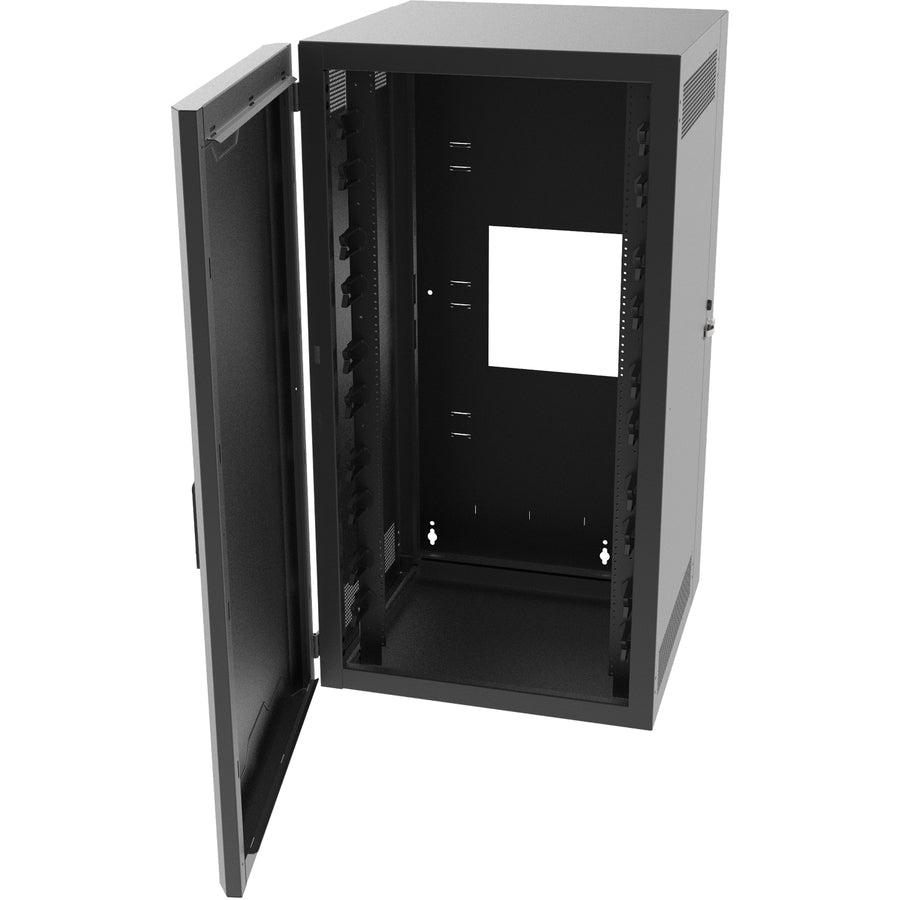 Swing-Out Wall-Mount Ruggedized Cabinet - 18RU Solid Door Network Equipment Rack | C2G SWM18RUSD-26-26
