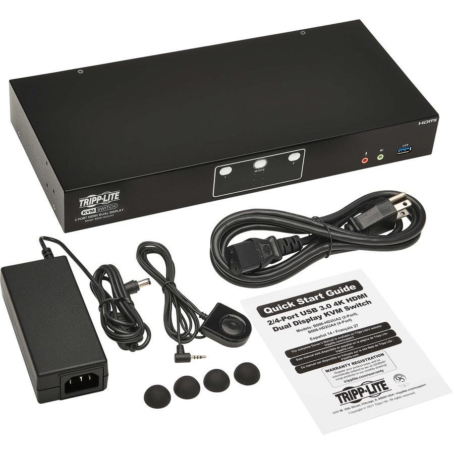 Switch HDMI 4K - 2-Port Dual Display KVM with USB 3.2 | Tripp Lite B006-HD2UA2