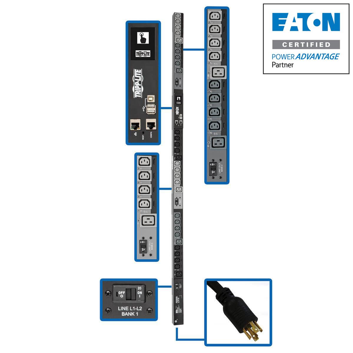 Switched Power Distribution Unit - 10kW 3-Phase PDU with Remote Monitoring | Tripp Lite PDU3EVSR10L2130