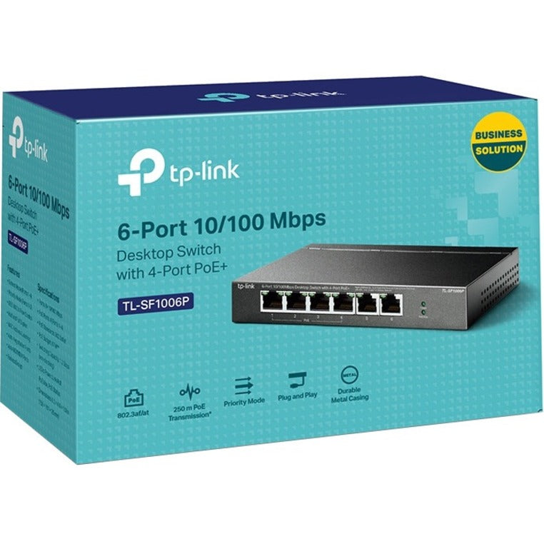 TL-SF1006P | 6-Port 10/100Mbps Desktop Switch with 4-Port PoE+