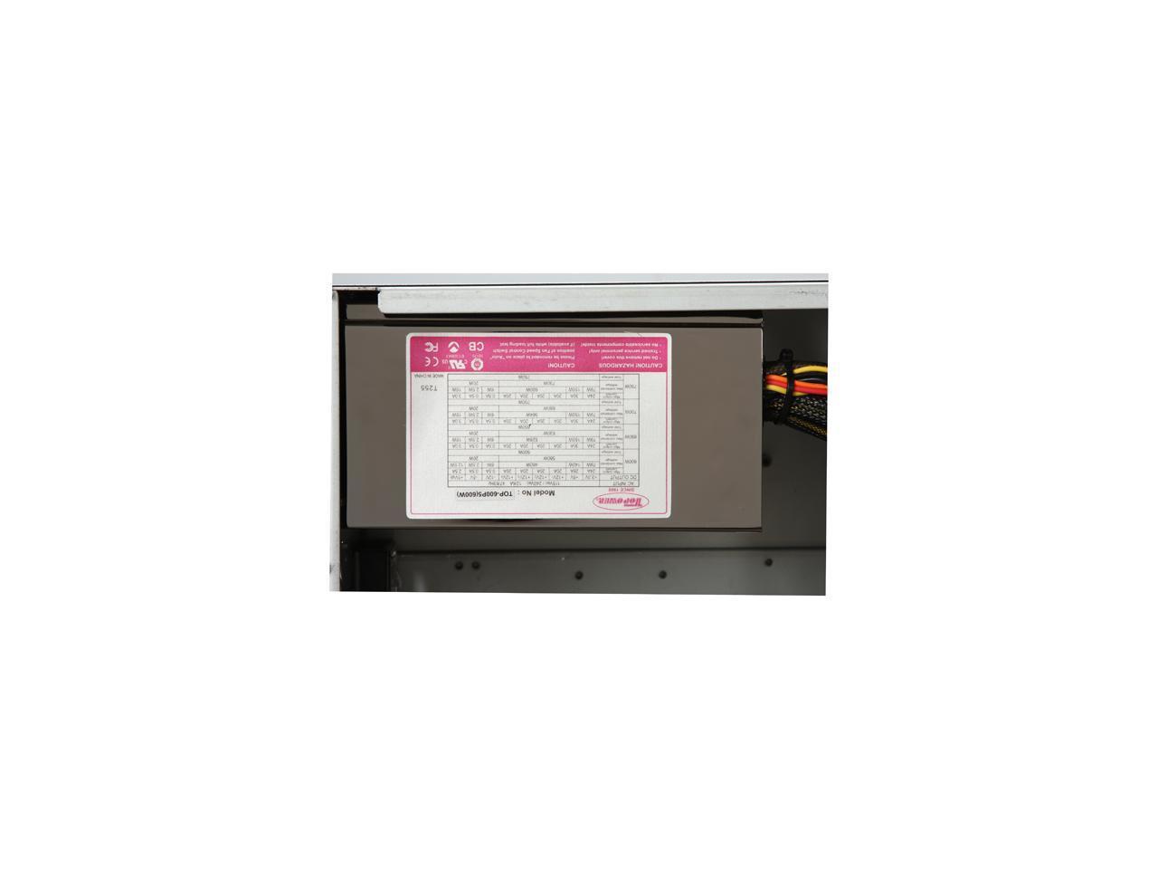 Topower Tp-4055-600W Black Steel 4U Rackmount Server Case W/ 600W Power Supply 8 External 5.25" Drive Bays