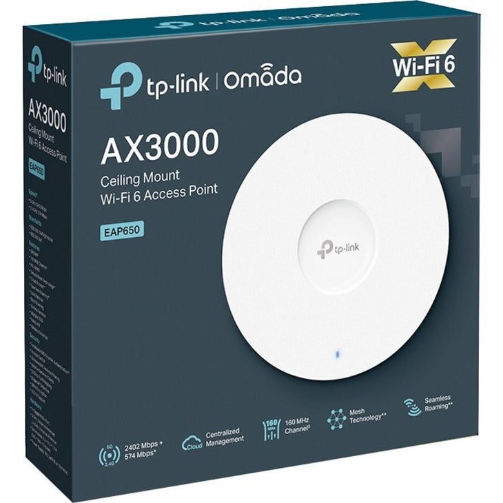 TP-Link EAP650 - Omada WiFi 6 AX3000 Wireless Gigabit Ceiling Mount Access Point
