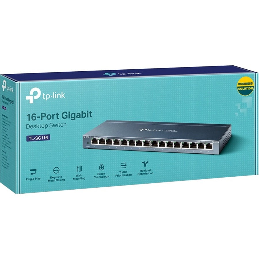TP-Link TL-SG116 16-Port Gigabit Desktop Switch - Green Ethernet Technology with Plug and Play Setup | TecISoft