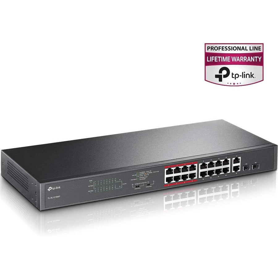 TP-Link TL-SL1218MP - 16 Port 10/100Mbps Fast Ethernet PoE Switch