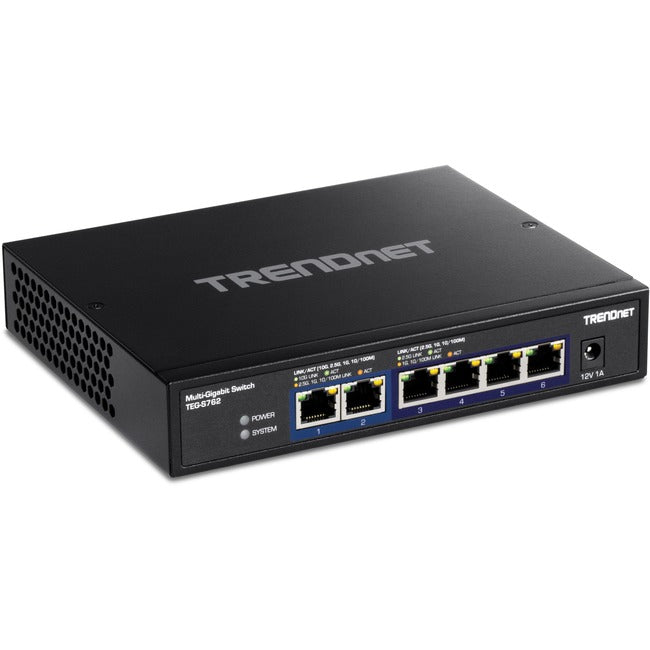 TRENDNET 6-Port Multi-Gig Switch - 10G 2.5G Fanless Ethernet Switch with High Switching Capacity | TecISoft TEG-S762