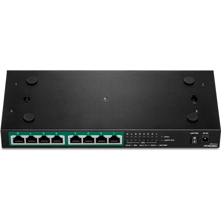 TRENDnet 8-Port Gigabit PoE+ Switch, 65W PoE Power Budget, 16Gbps Switching Capacity, IEEE 802.1p QoS, DSCP Pass-Through Support, Fanless, Wall Mountable, Lifetime Protection, Black, TPE-TG83