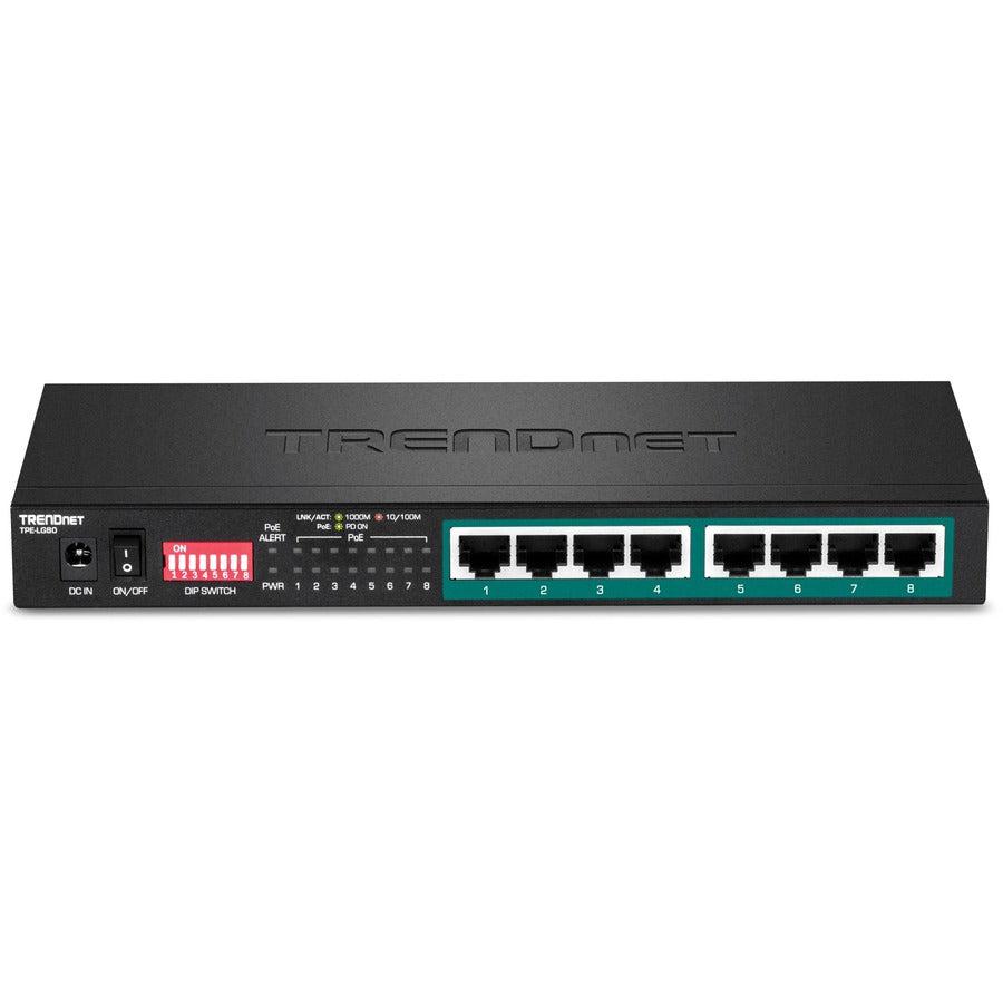 TRENDnet Long Range PoE Switch - 8-Port Gigabit PoE+ with 200m Distance | Tecisoft TPE-LG80