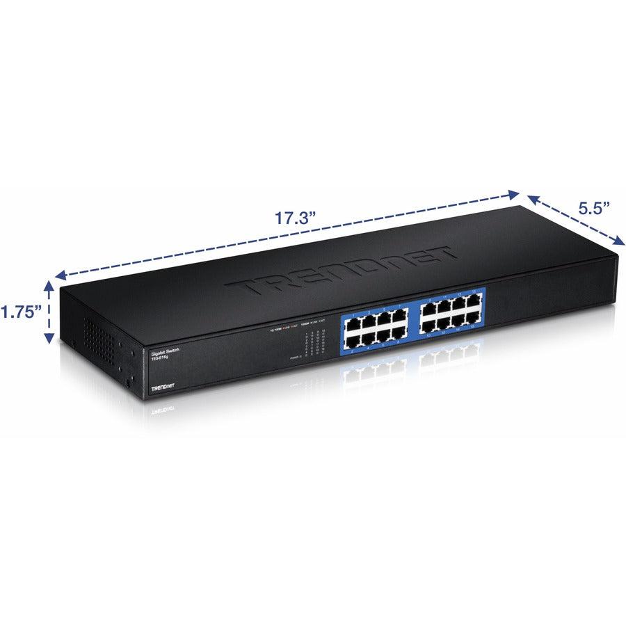 TRENDnet TEG-S16g 16-Port Gigabit GREENnet Switch - Energy-Efficient Rackmount | TecISoft