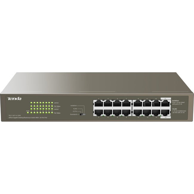 Tenda 1000M&PoE 16-Port Gigabit Ethernet Switch with 16-Port PoE TEG1116P-16-150W