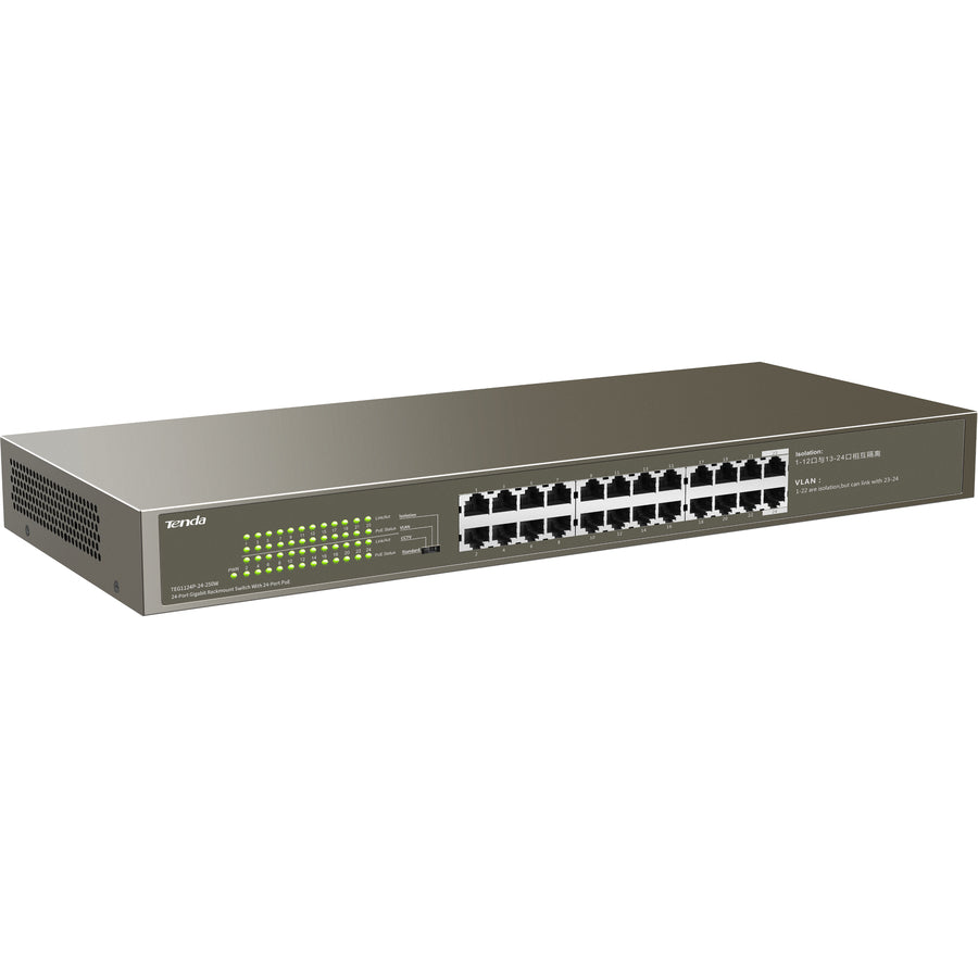 Tenda 1000M&PoE 24-Port Gigabit Ethernet Switch with 24-Port PoE TEG1124P-24-250W
