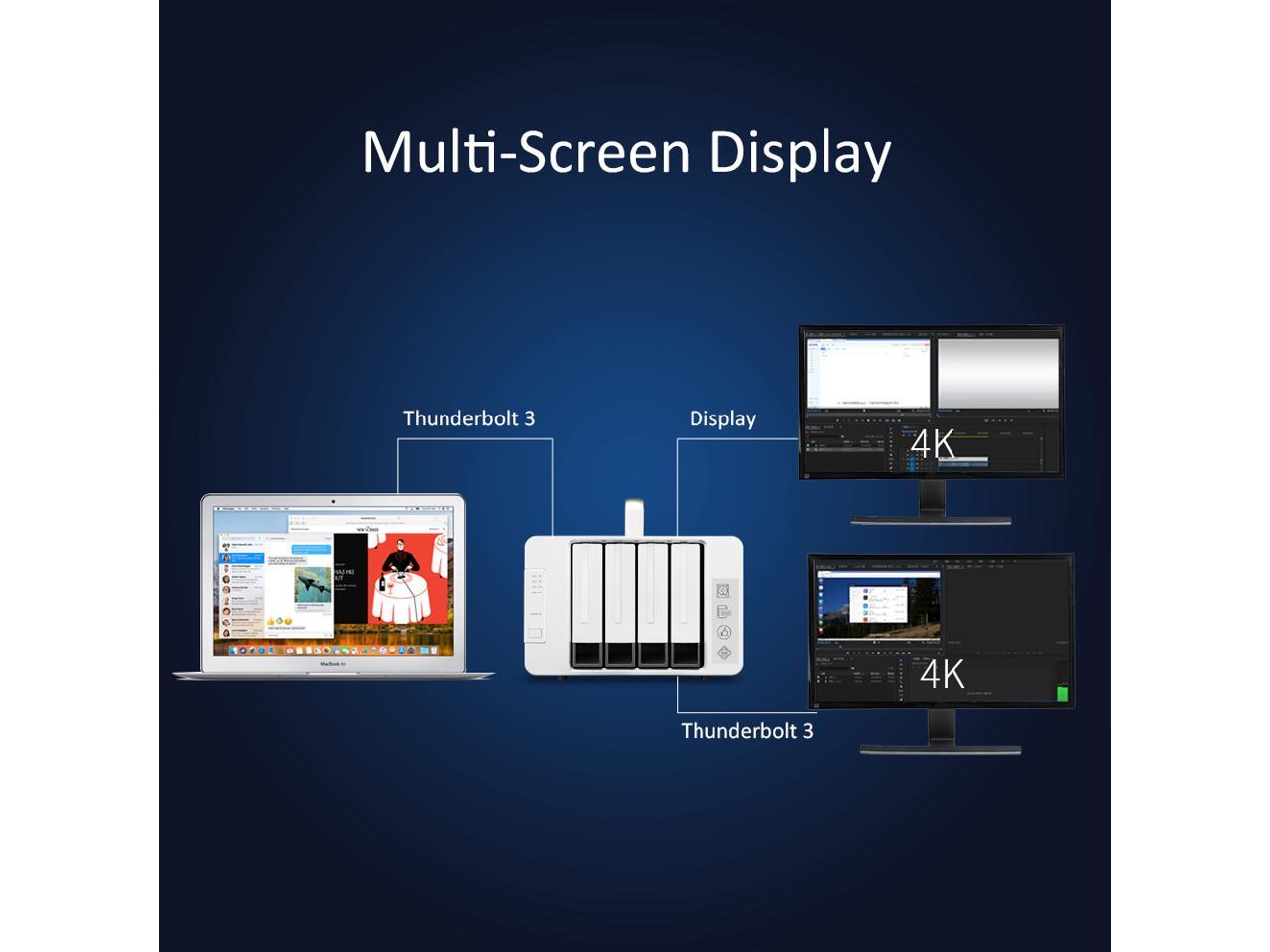 Terramaster D4 Thunderbolt 3 Professional-Grade 4-Bay External Hard Drive Enclosure Raid 0/Raid1/Jbod Hard Disk Raid Storage (Diskless)