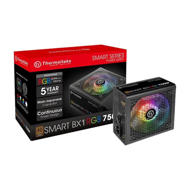 Thermaltake Ps-Spr-0750Nhfabu-1 Smart Bx1 Rgb 750W 80 Plus Bronze Certified Non-Modular Psu With 256-Color 10 Led Rgb Fan