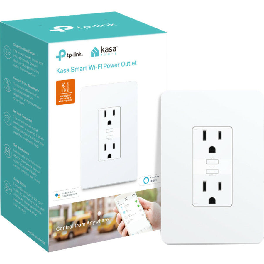 TP-Link Kasa Smart KP200 - Kasa Smart Plug, In-Wall Smart Home Wi-Fi Outlet